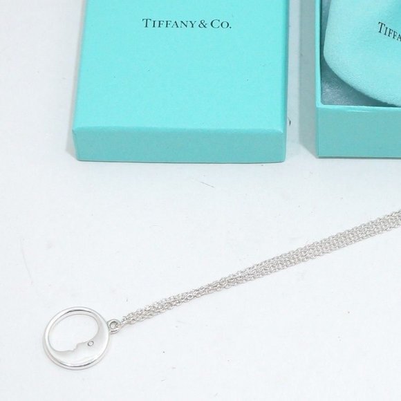 LIKE NEW! Tiffany & Co. Sterling Silver Man in the Moon on Double Chain - Picture 2 of 4